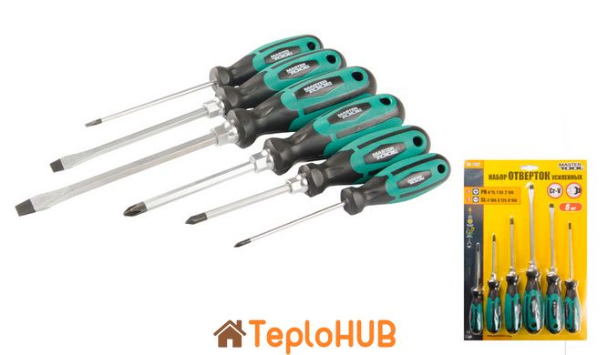 Викрутки MASTERTOOL HEXAGON набір 6 шт PH0х75/PH1х80/PH2х100/SL 4х100/SL6х125/SL8х150 40-1152