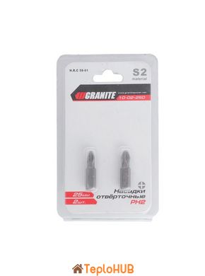 Насадка отверточная GRANITE PH2 25 мм 1/4" S2 набор 2 шт 10-02-250