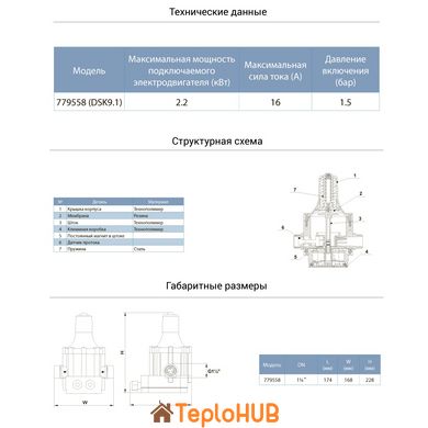 Контроллер давления электронный 2.2кВт Ø1 1/4" AQUATICA (779558)