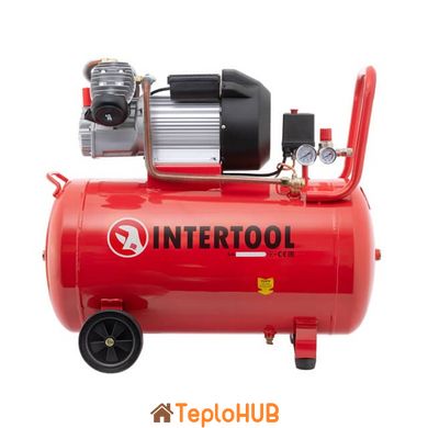 Компресор 100 л, 3 кВт, 220 В, 10 aтм, 420 л/хв, 2 циліндри. INTERTOOL PT-0008