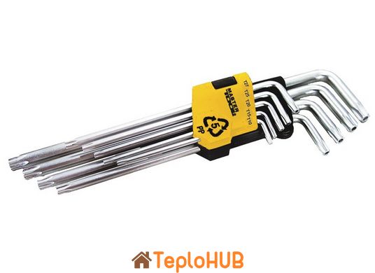 Ключі TORX MASTERTOOL CrV Т10/Т50 90/227 мм набір 9 шт 75-0961