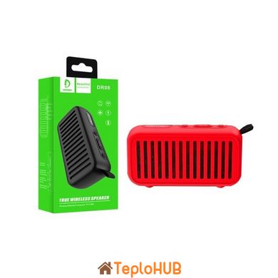 Портативна Bluetooth колонка DENMEN DR08 Red, AUX, Micro-SD card, USB