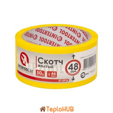 Скотч жовтий 48мм * 50м * 44 мкм INTERTOOL KT-0916