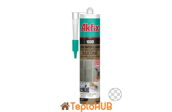 Силікон для душових кабін AKFIX 100D 280 мл/340 г прозорий SA061