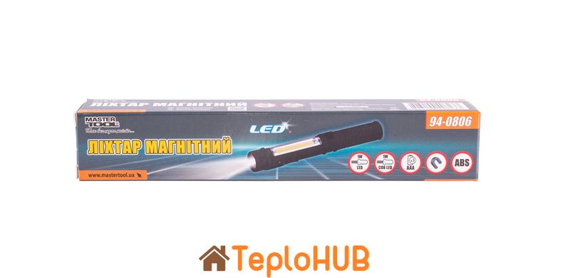 Фонарик магнитный MASTERTOOL 168х24 мм LED+COB LED 3xAAA ABS 94-0806