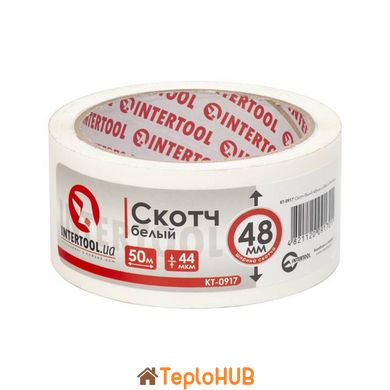 Скотч білий 48мм * 50м * 44 мкм INTERTOOL KT-0917