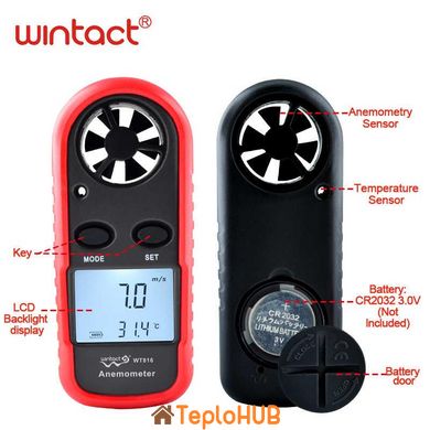 Анемометр цифровий 0,1-30 м/с, -10-45 °C WINTACT WT816