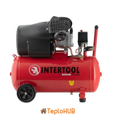 Компресор 50 л, 2230 Вт, 220 В, 10 aтм, 354 л/хв, 2 циліндри INTERTOOL PT-0004