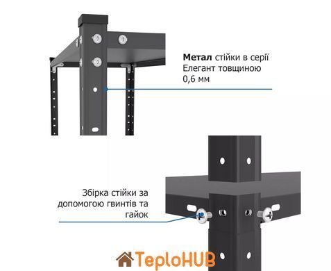 Стеллаж металлический Меткас Элегант-1 (1840х950х340, RAL 9005, черный, 5 полок, 50 кг/полку) EL184110953454B