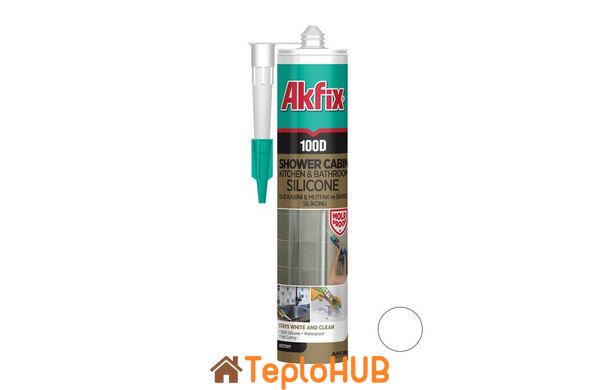 Силікон для душових кабін AKFIX 100D 280 мл/340 г білий SA062