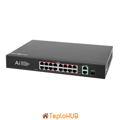 Комутатор мережевий POE GreenVision GV-010-D-16+2 PG+1 SFP (LP11693)