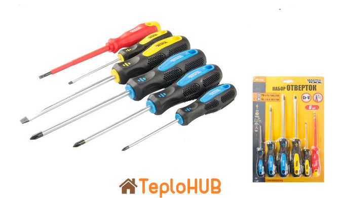 Викрутки MASTERTOOL набір 6 шт PH0х75/PH1х100/PH2х125/SL3х75/SL6х125/SL4х100 - 1000V 40-1146