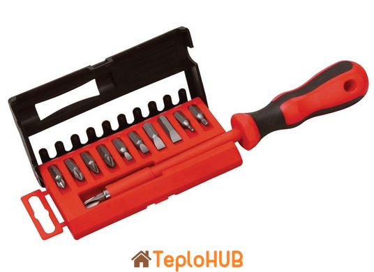 Викрутка діелектрична MASTERTOOL з 11 насадками 25 мм PH1-2-3/SL4-5-6-7/PZ1-2/T15-20 в кейсі 40-0041