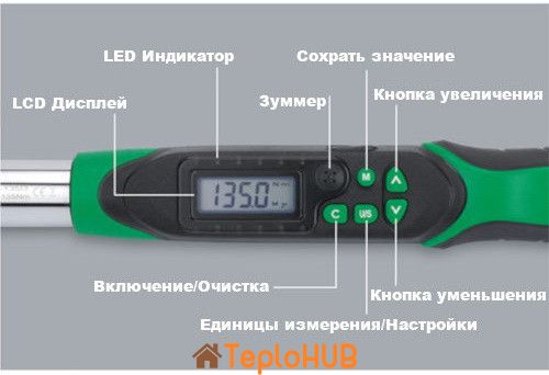 Моментний цифровий ключ TOPTUL 10-200Нм (двосторонньої дії) 1/2" DT-200I4