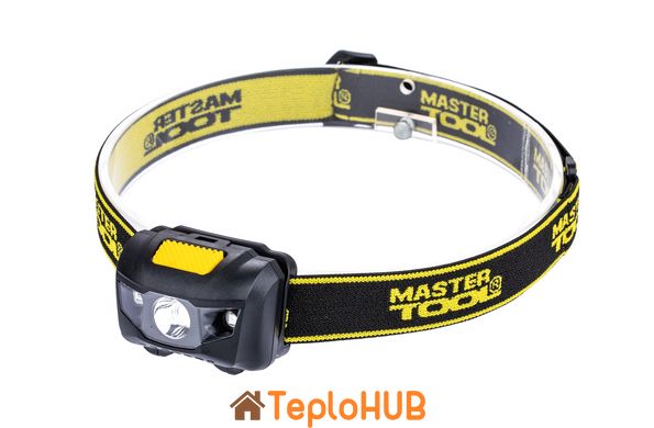 Ліхтар налобний MASTERTOOL 4 режими 59х41х32 мм WHITE LED+2xRED LED 3xAAA ABS 94-0812