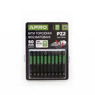 Біта ударна торсіонна РZ2*50 мм 10шт/уп APRO (309040)