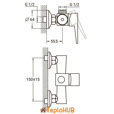 Змішувач HK Ø35 для душа AQUATICA (HK-1D130C)