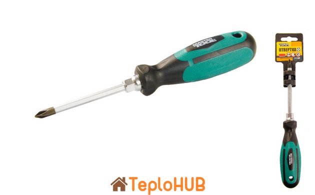 Викрутка хрестова магнітна MASTERTOOL HEXAGON РН1х75 мм ручка з TPR покриттям 45-8175