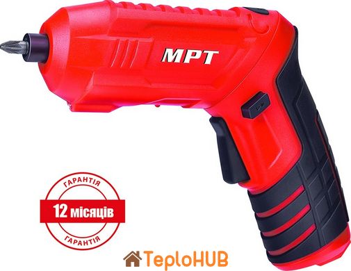 Отвертка аккумуляторная поворотная MPT 4 В Li-ion 1.5 Ач 250 об/мин 3.5 Нм реверс USB кейс аксессуары 47 шт MCSD4006.3