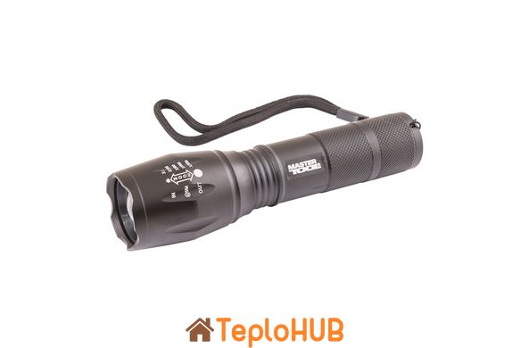 Фонарик с регулировкой фокуса MASTERTOOL 5 режимов 130х38х28 мм CREE XM-L T6 LED 3xAAA/1x18650 AL 94-0819