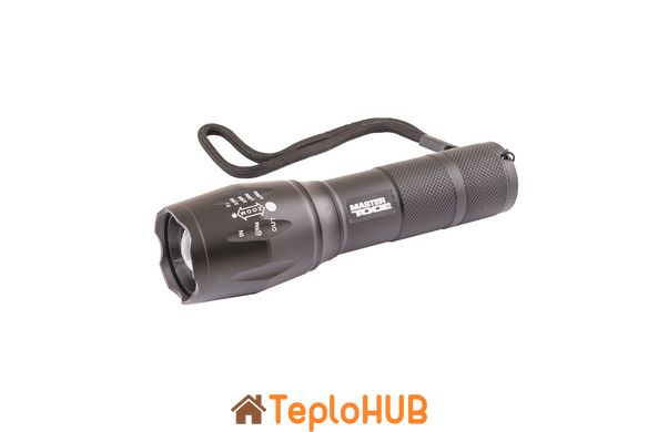 Фонарик с регулировкой фокуса MASTERTOOL 5 режимов 130х38х28 мм CREE XM-L T6 LED 3xAAA/1x18650 AL 94-0819