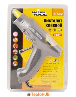 Пістолет клейовий MASTERTOOL Ø 11,2 мм 200 Вт 15-18 г/хв "Крапля-Стоп" 42-0508