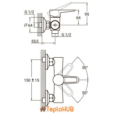 Змішувач HL Ø35 для душа AQUATICA (HL-1D130C)