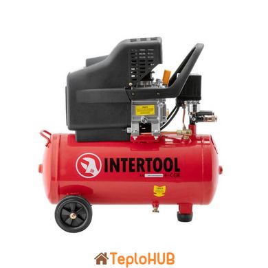 Компрессор 24 л, 1.5 кВт, 220 В, 8 атм, 206 л/мин. INTERTOOL PT-0009