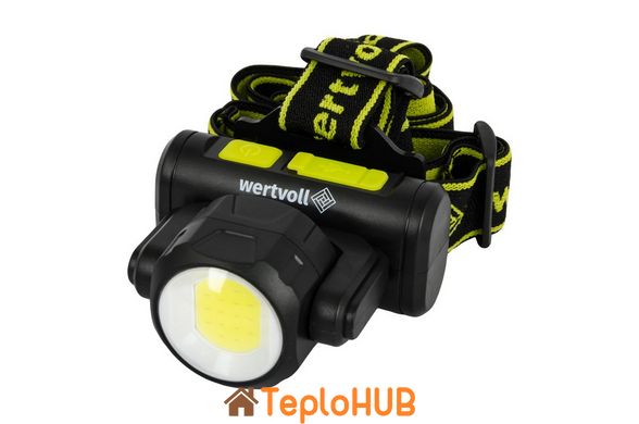 Фонарь налобный двухсторонний WERTVOLL 4 режима СREE LED/COB LED IP44 Li-ion 1200 mAh/t 8000 K/130 lum ABS 75х79х38 мм RX-8012