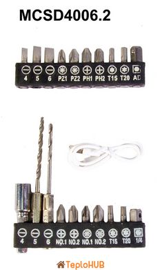 Викрутка акумуляторна поворотна MPT 4 В Li-ion 1.5 Аг 250 об/хв 3.5 Нм реверс USB аксесуари 20 шт MCSD4006.2