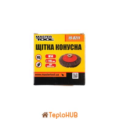 Щетка конусная MASTERTOOL из рифленой проволоки 115 мм М14 19-8211