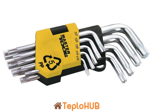 Ключі TORX MASTERTOOL CrV Т10/Т50 55/133 мм набір 9 шт 75-0960