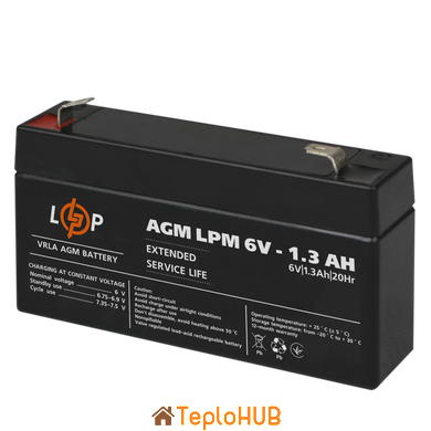 Аккумулятор AGM Logic Power LPM 6V - 1.3 Ah (LP4157)