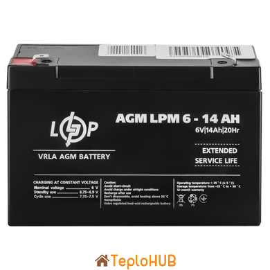 Акумулятор AGM Logic Power LPM 6V - 14 Ah (LP4160)