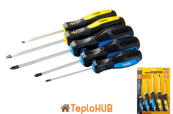 Отвёртки MASTERTOOL набор 5 шт PH0х75/PH1х75/PH2х100/SL5х75/SL6х100 40-1505