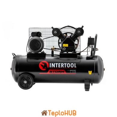 Компрессор 100 л, 3 кВт, 220 В, 10 атм, 500 л/мин, 2 цилиндра, STORM INTERTOOL PT-0014