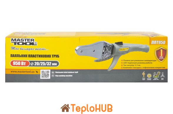 Паяльник для пластикових труб MASTERTOOL 20-32 мм 950 Вт/220 V/50 Hz 0-300°С IP44 LED-індикація ППТ950