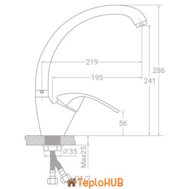 Смеситель SF Ø40 для кухни гусак ухо лат. шток на гайке TAU (SF-4B439C)