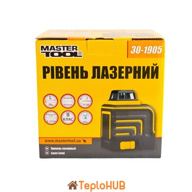 Рівень лазерний MASTERTOOL 10м ±0,2мм/м 2гол H/V/H+V H360°/V110° ±3°RED/635нм клас II IP54 Li-ion/АА*3 сумка 30-1905