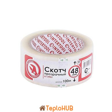 Скотч прозорий 45 мм * 100 м * 44 мкм INTERTOOL KT-0903