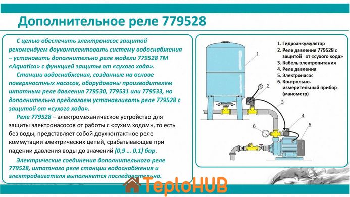 Реле сухого ходу допоміжне 0.9-0.1 бар (гайка) AQUATICA (779528)