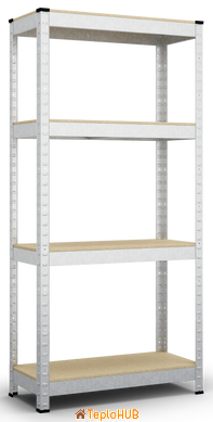 Стелаж Бюджет ОМ 1600х800х400 Меткас, 175 кг / полку, 4 полки з МДФ, оцинкований, металевий