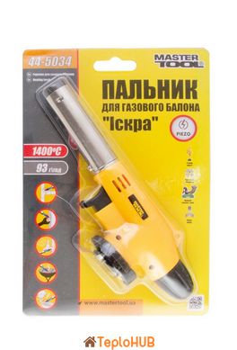 Пальник для газового балона MASTERTOOL "Іскра" п'єзопідпал Ø20 мм/1300°С 44-5034