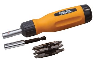 Отвертка с реверсом MASTERTOOL 12-В-1 PH1-2-3/PZ1-2-3/SL4-5-6/T15-20-25 25 мм магнитный держатель 40-0518