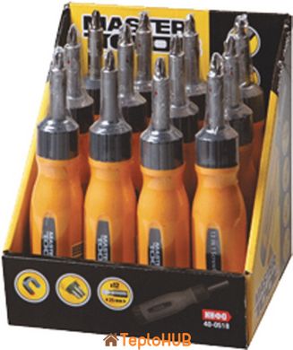 Викрутка з реверсом MASTERTOOL 12-В-1 PH1-2-3/PZ1-2-3/SL4-5-6/T15-20-25 25 мм магнітний тримач 40-0518