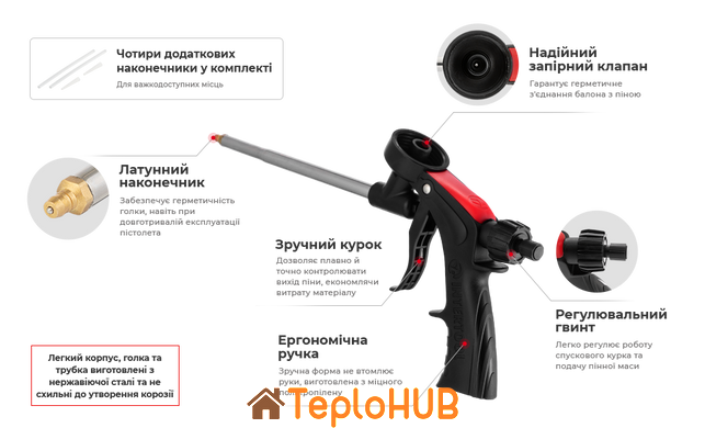 Пистолет для пены + 4 насадки INTERTOOL PT-0608