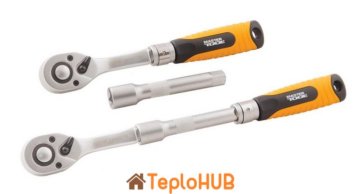 Набір насадок торцевих MASTERTOOL PROFI CrV 1/2" 10-24 мм тріскачка що подовжується 72Т 12 шт (ракетка) 78-1213