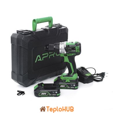 Дриль-шуруповерт APRO 20DB, 20В, 2 АКБ, ЗУ, кейс (895033)